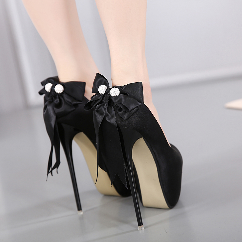 Women's Satin Bow Decor High Heel Shoes 34-45 Sizes Summer - Image 4