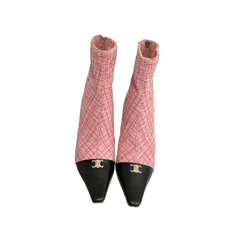 Mitin High Heel Chanel Style Short Boots Women 2023 New Autumn Winter Niche Temperament Pointed Toe Slim Martin Boots - Image 5