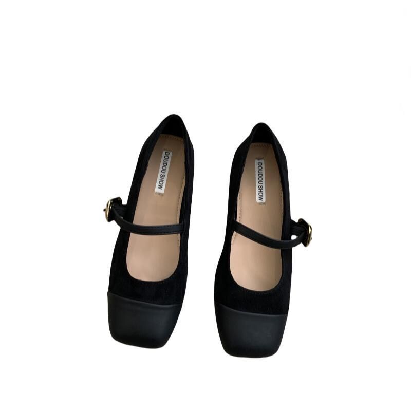 DouDou Women's Mary Jane Shoes 2024 Spring Low Heel Square Toe Slip-On Flats - Image 5