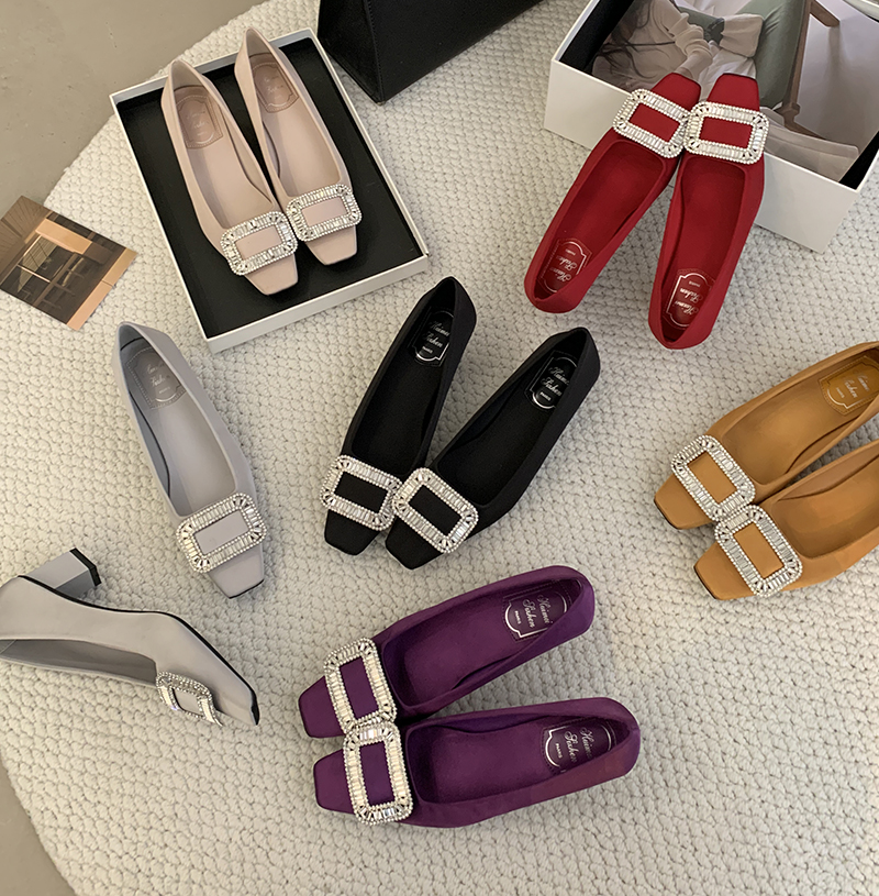 Rhinestone Height Increasing Black Flat Shoes for Women 2025 New Spring Autumn Small Size Chunky Heel High Heel Shoes - Image 2