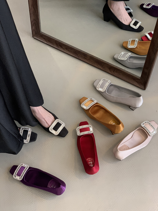 Rhinestone Height Increasing Black Flat Shoes for Women 2025 New Spring Autumn Small Size Chunky Heel High Heel Shoes