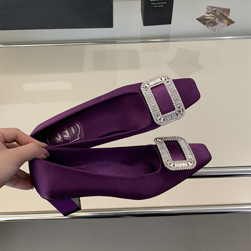 Rhinestone Height Increasing Black Flat Shoes for Women 2025 New Spring Autumn Small Size Chunky Heel High Heel Shoes - Image 3