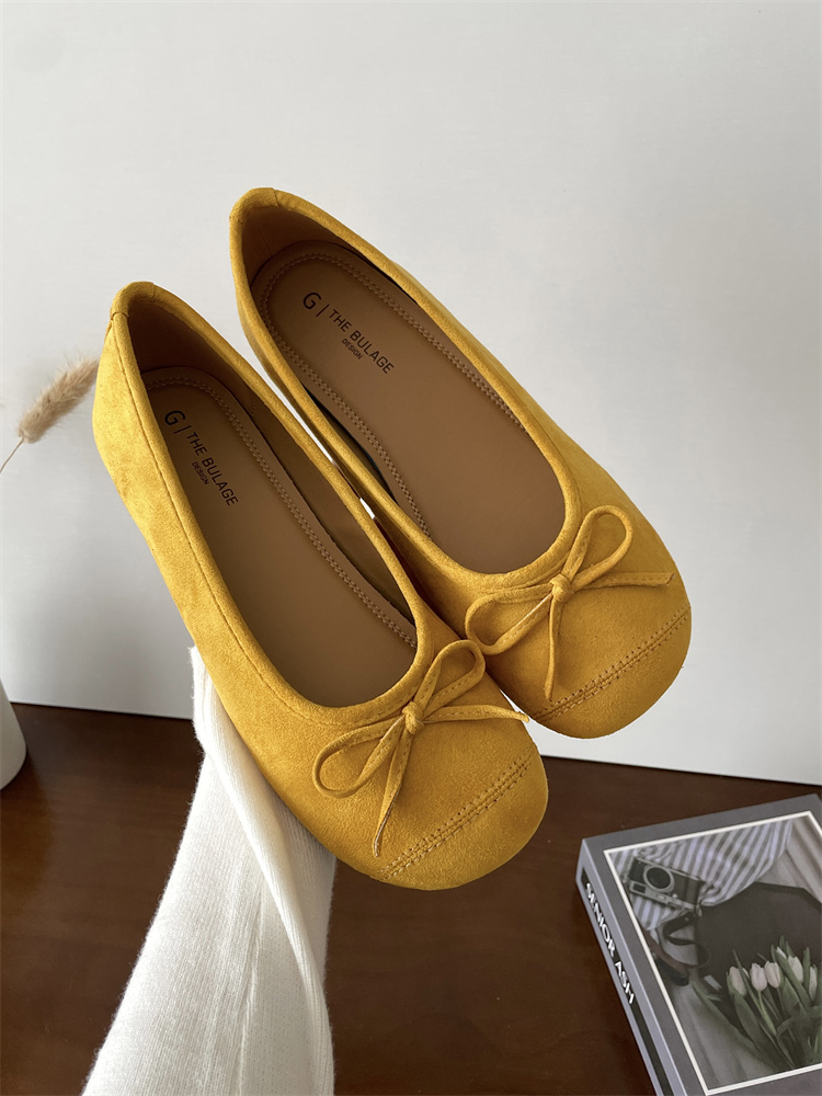 2025 New Flat Ballet Flats Women Round Toe Suede Shoes - Image 3