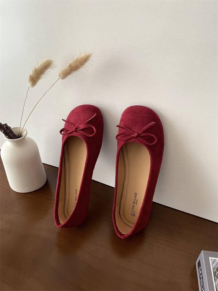 2025 New Flat Ballet Flats Women Round Toe Suede Shoes - Image 4
