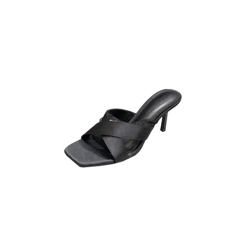 2025 New Spring Square Toe Thin High Heel Elegant Slim French Fashion Sexy Open Toe Women Slippers - Image 5