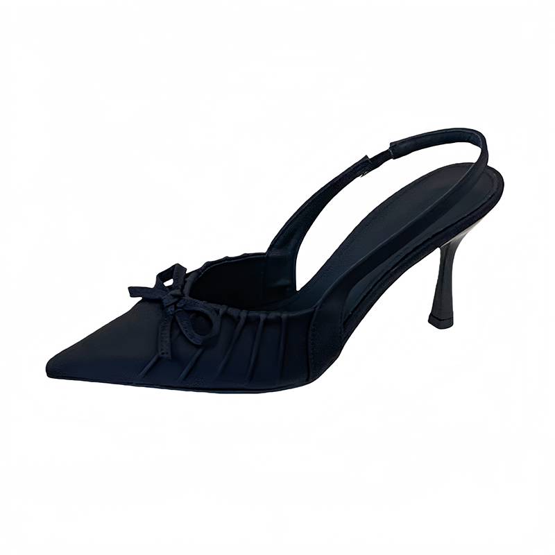 2026 Spring Women's Pointed Toe Slingback High Heel Shoes with Bow - Image 5
