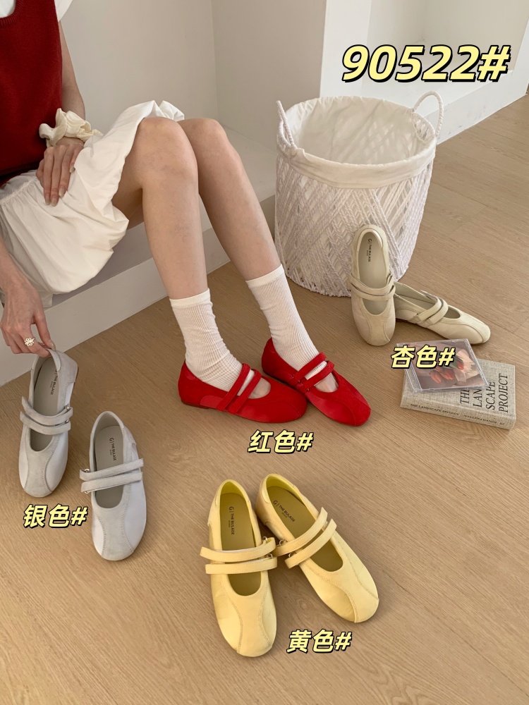 Retro Satin Flat Mary Jane Shoes with Velcro for Women 2026 New Style Comfortable Soft Sole