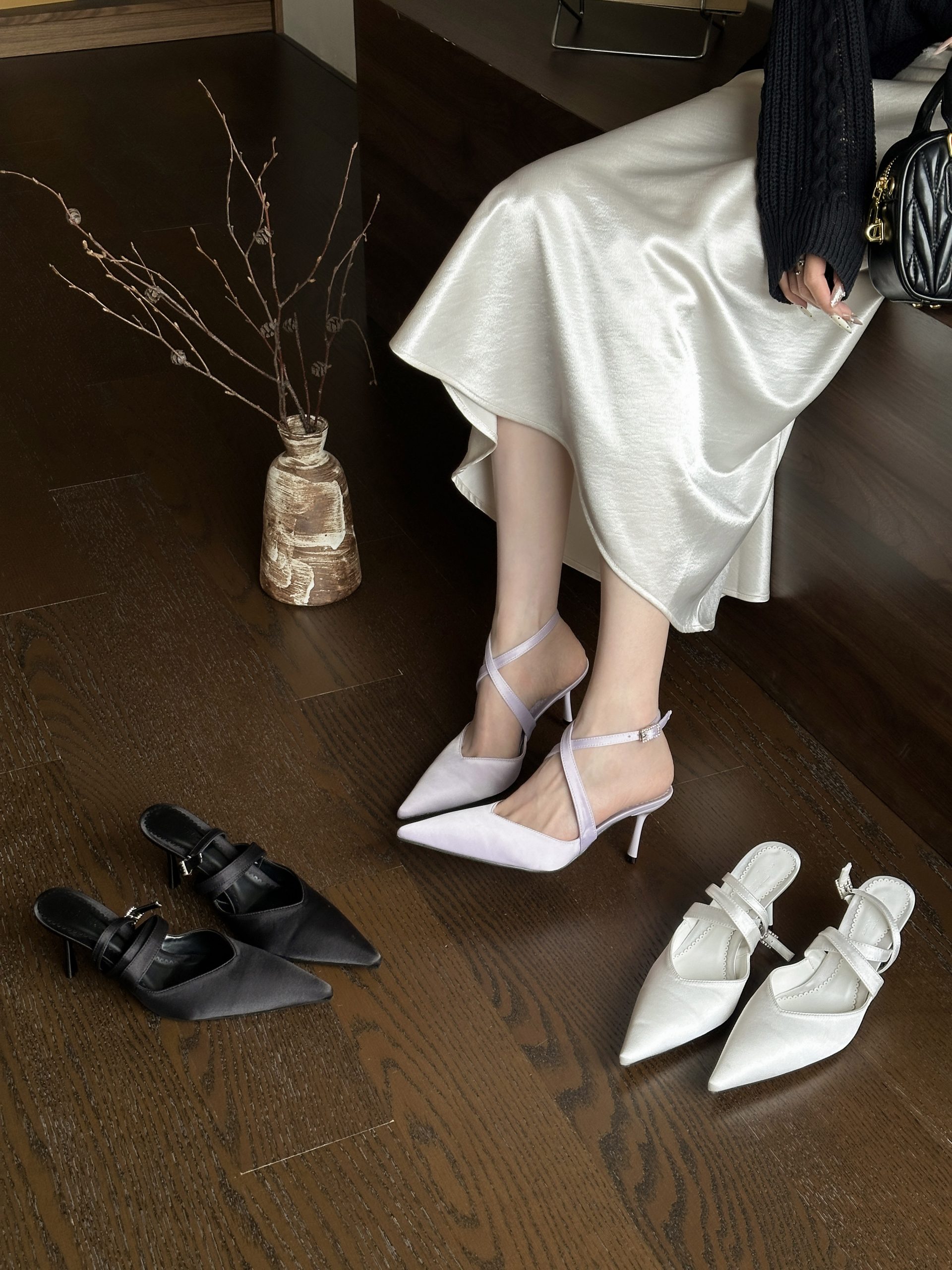 2026 Spring New Pointed Toe Thin Heel High Heels Elegant Slim French Fashion Sexy Beautiful Closed Toe Sandals - Style 43ea51