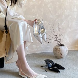 2026 Spring New Pointed Toe Thin Heel High Heels Elegant Slim French Fashion Sexy Beauty Closed Toe Sandals - Style 473794