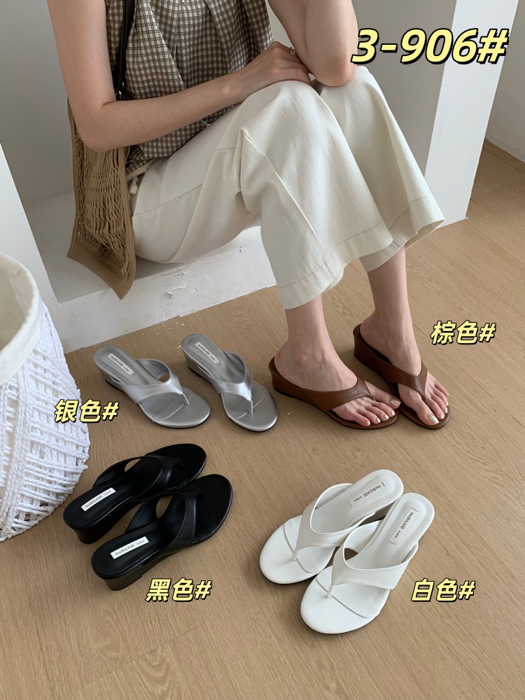 Korean Style Summer New Simple Toe Separator High Heel Wedge Slippers Women's Elevating Casual Sandals