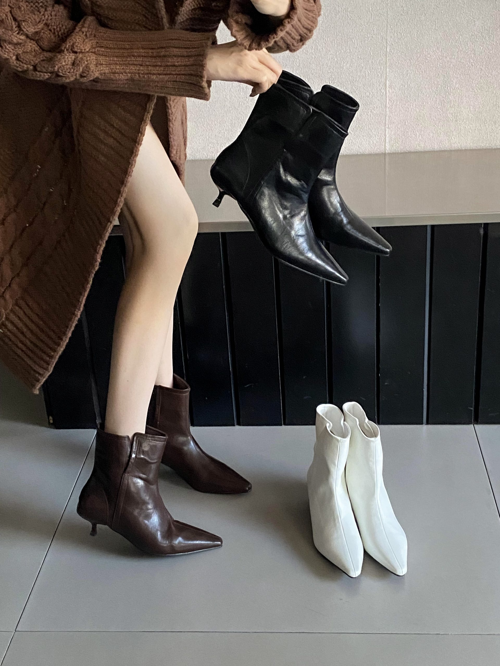 2026 Autumn Winter New Pointed Toe Low Heel Slim French Fashion Sexy Women's Short Boots - Style 7691cb
