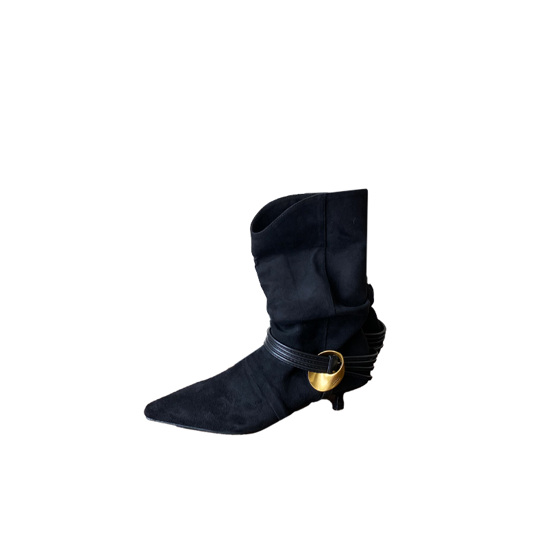 2026 Autumn Winter New Pointed Toe Low Heel Slim French Fashion Sexy Women's Short Boots - Style ca28e4 - Image 5