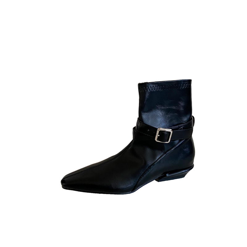 2026 Autumn Winter New Pointed Toe Chunky Heel Low Heel Elegant Slim French Fashion Sexy Women's Short Boots - Image 5